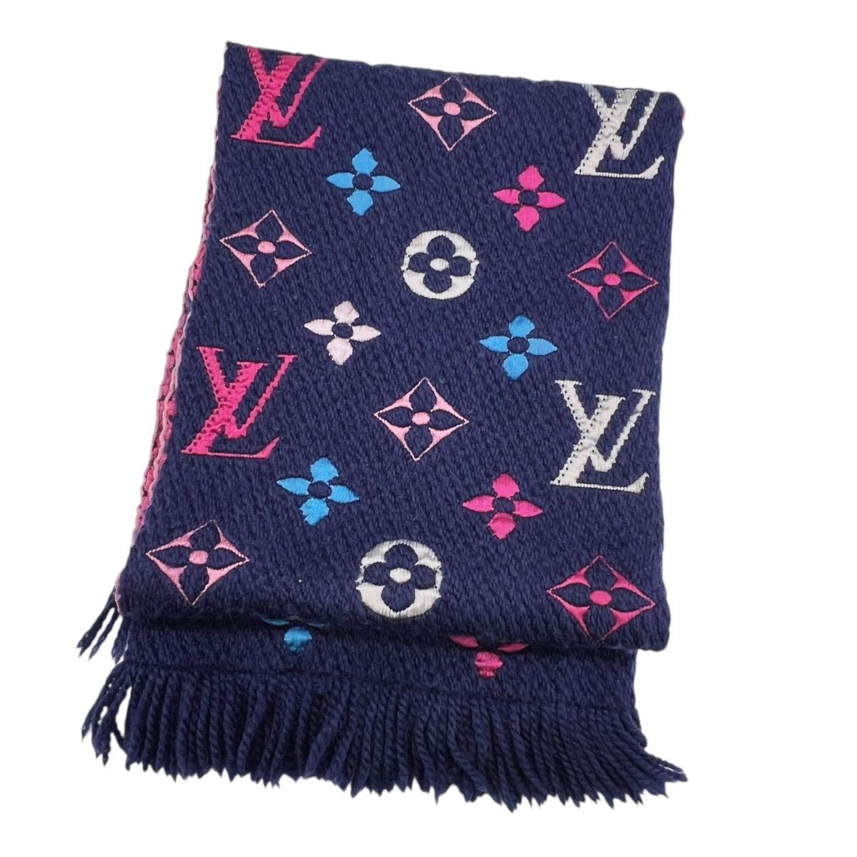 【Louis Vuitton】エシャルプ・ロゴマニア デニム 中古】 LOUIS VUITTON ルイ・ヴィトン エシャルプロゴマニア マフラー