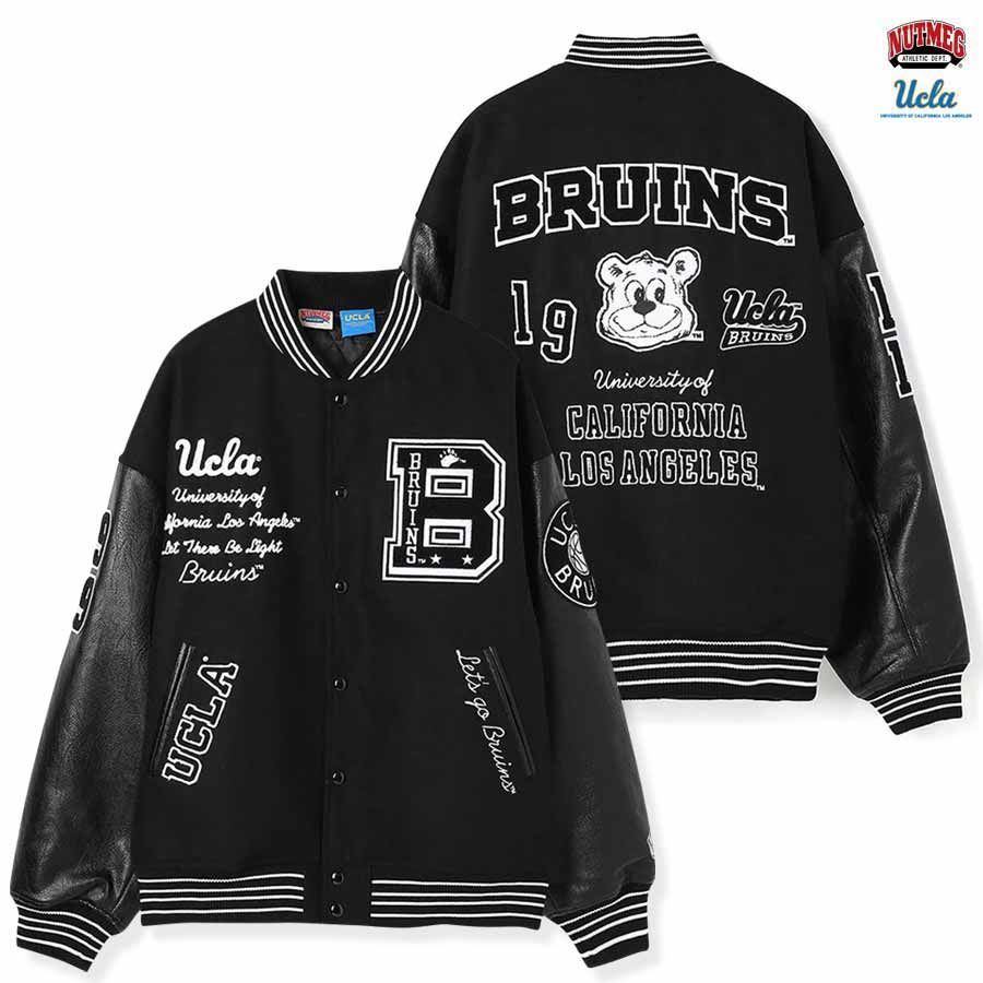 NUTMEG × UCLA STADIUM JACKET【BLACK】 (L・XL)(ナツメグ 通販 メンズ