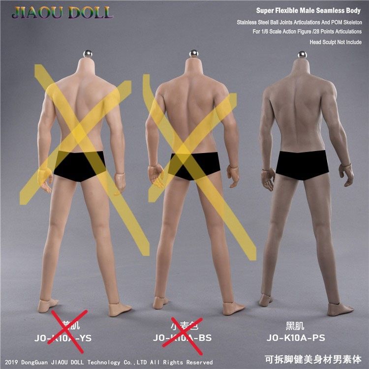 JIAOU DOLL 1|6 男性素体 黒肌 デッサン人形 可動 モデル フィギュア