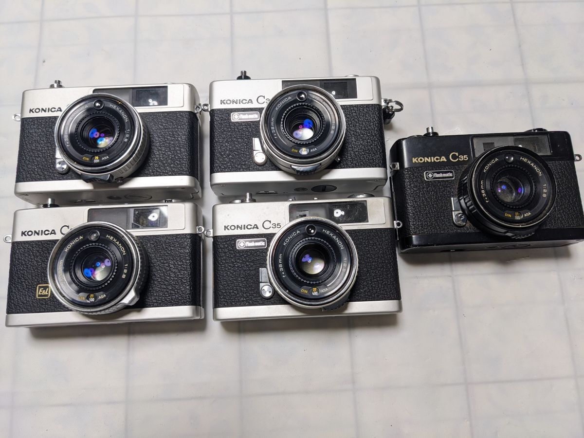 ☆5台まとめ / ジャンク☆ コニカ KONICA C35 ×1台, E&L ×1台, Flash