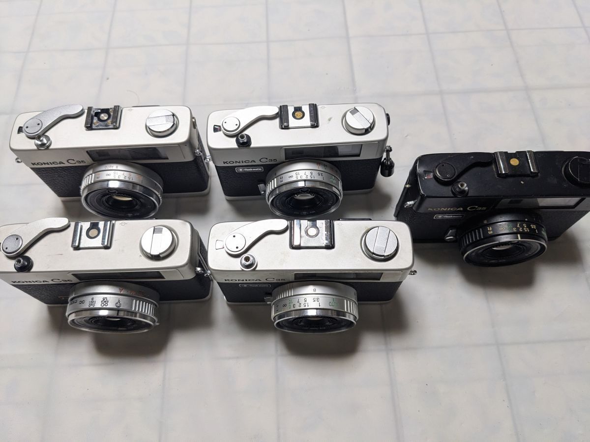 ☆5台まとめ / ジャンク☆ コニカ KONICA C35 ×1台, E&L ×1台, Flash