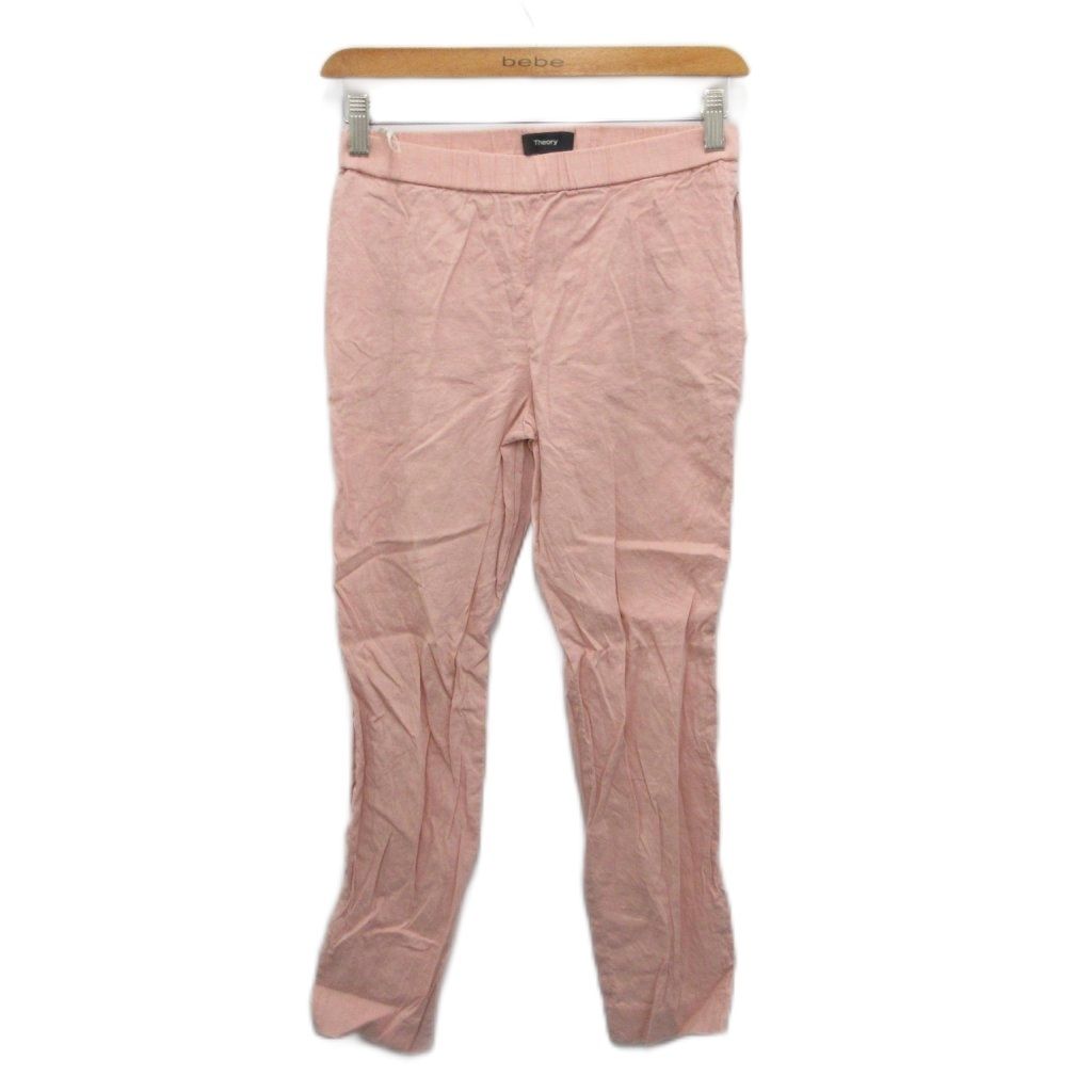 セオリー Theory スラックス パンツ 麻 リネン XX0 ピンク □MET2