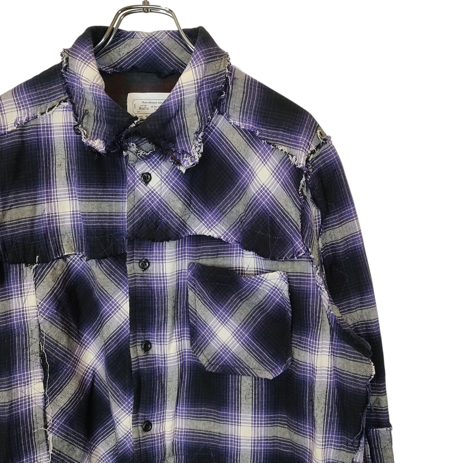 Rafu ラフ Pachwork Shirt パッチワーク 長袖 チェック シャツ Rafu052