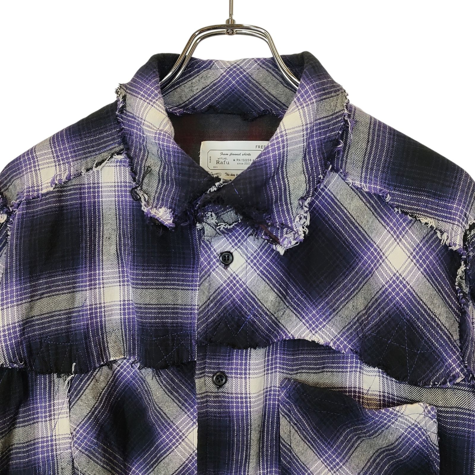 Rafu ラフ Pachwork Shirt パッチワーク 長袖 チェック シャツ Rafu052