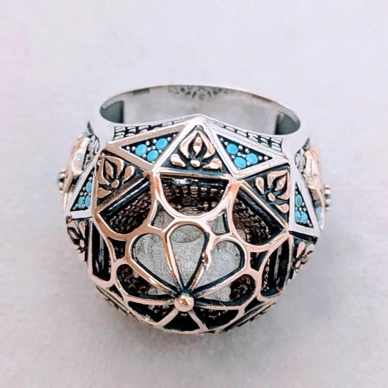 NEW＊トルコ製 ハンドメイド メンズリング シルバー925（八芒星 