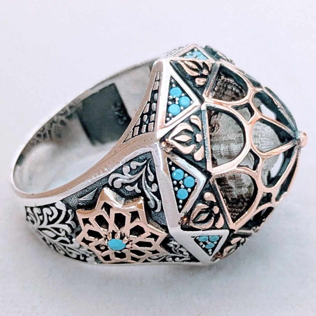 NEW＊トルコ製 ハンドメイド メンズリング シルバー925（八芒星 