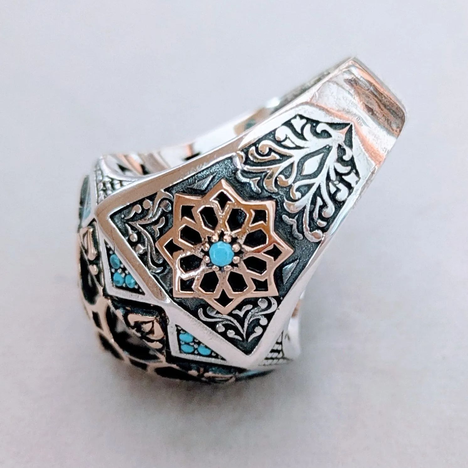 NEW＊トルコ製 ハンドメイド メンズリング シルバー925（八芒星