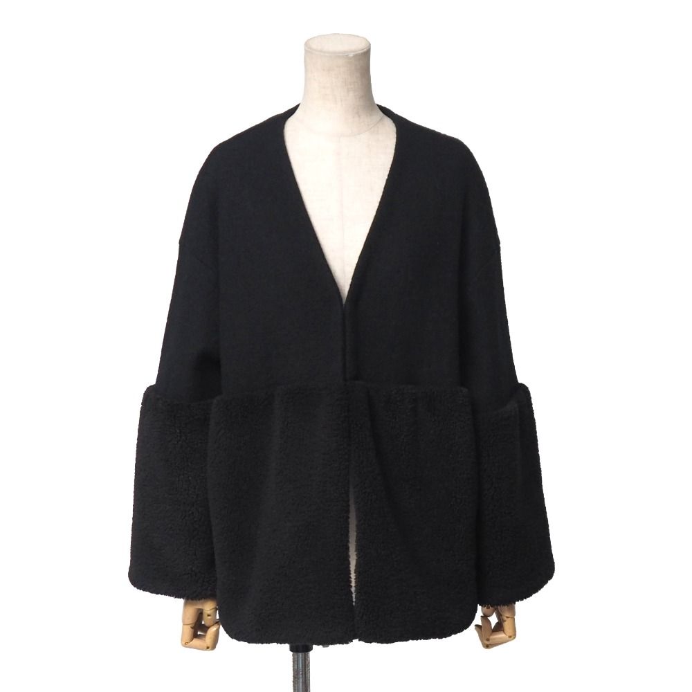 □美品□yori ヨリ Vネック ファー ショートコート コート サイズF