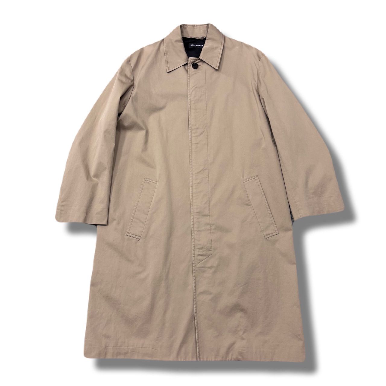 BALENCIAGA バレンシアガ コットンツイルロゴステンカラーコート