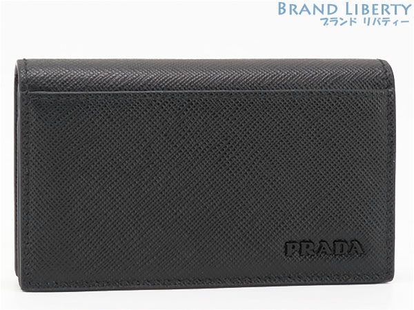 ♥ プラダ PRADA サフィアーノ モノクローム カードケース パスケース 名刺入れ ブラック カーフレザー 2 MC 122