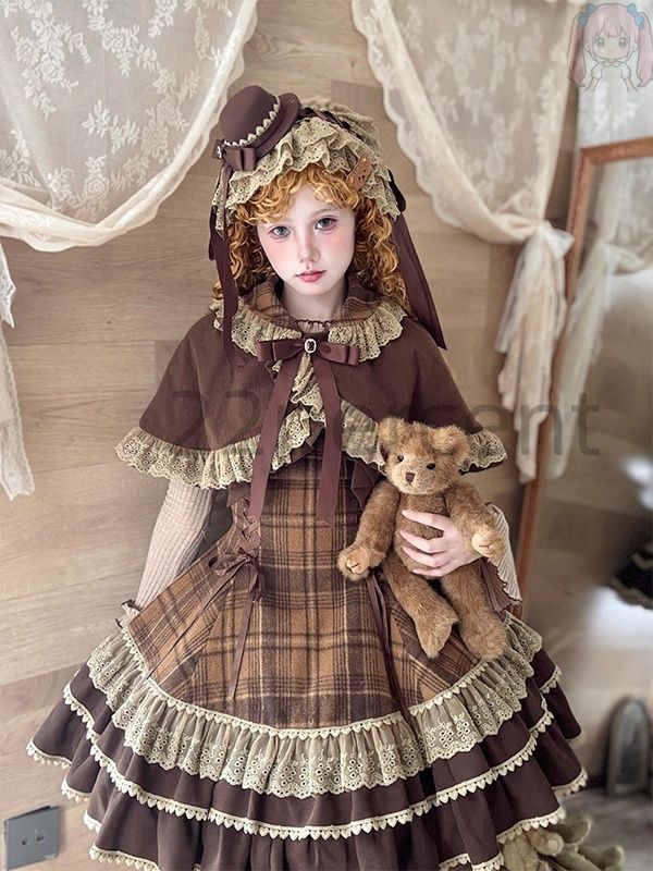 送料無料】ロリータ 学院風 秋冬 甘カワイイ リボン ケープ ケーキ