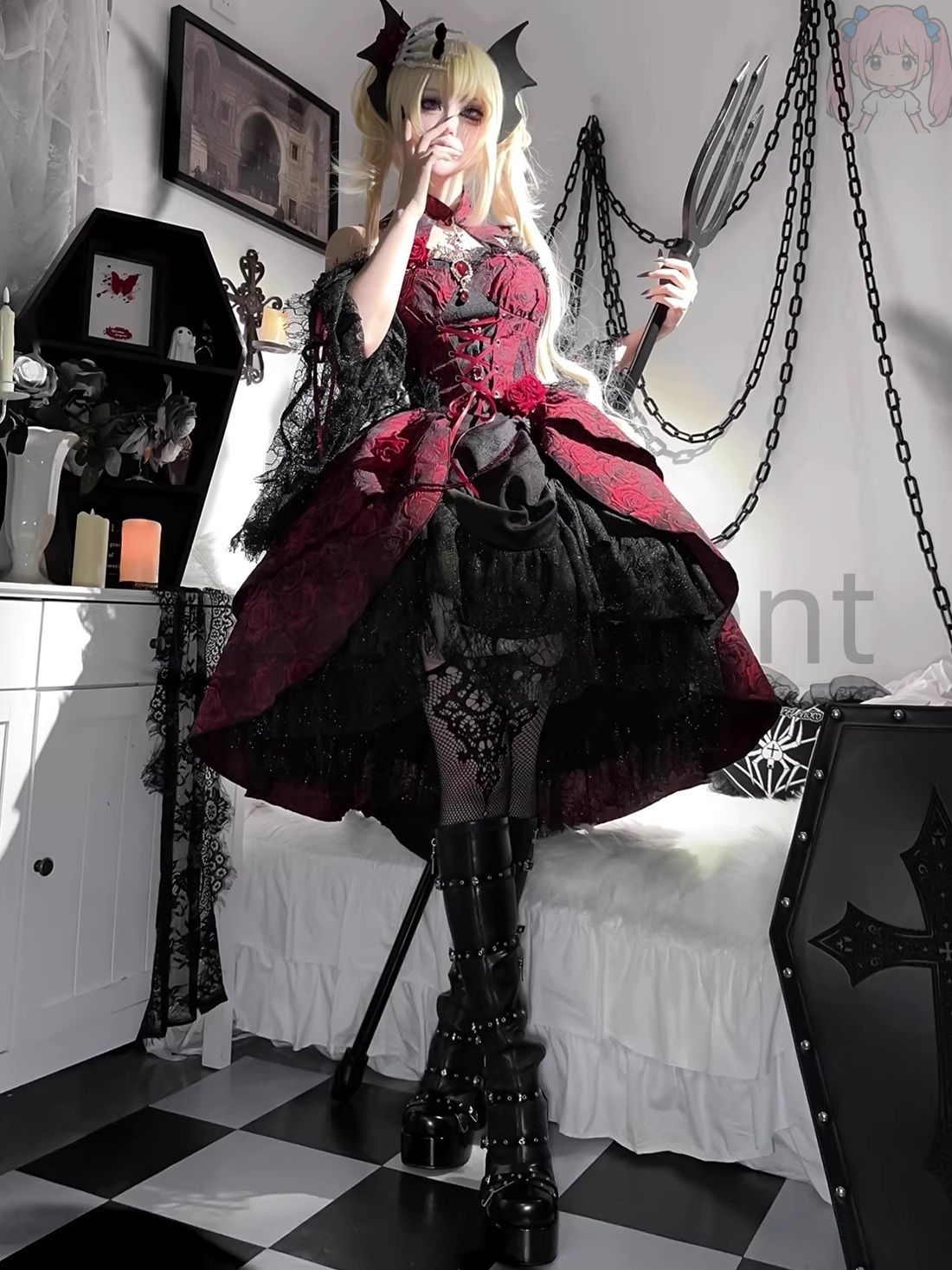 日常 ダークゴシック レトロロリータ ワンピース アームカバー セットアップ おしゃれ フォーマル パーティー イベント 特別な日 ミステリアス 個性的 上品 大人可愛い