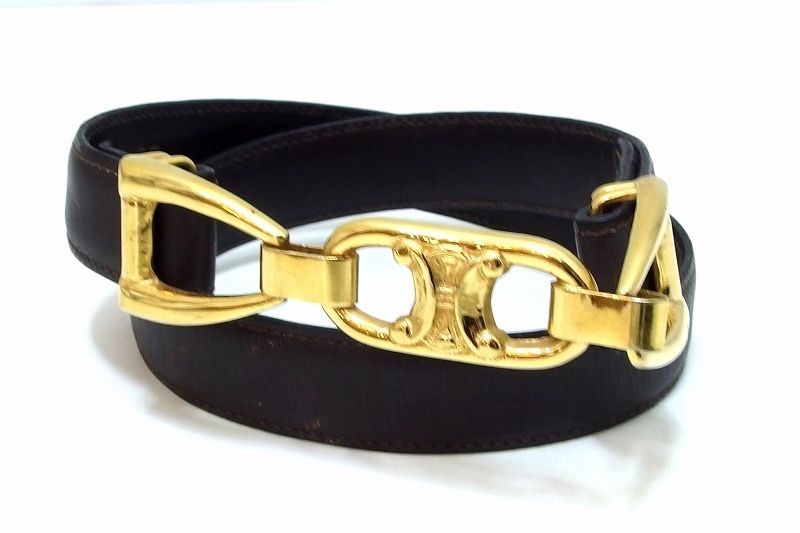 227841】CELINE セリーヌ ヴィンテージ トリオンフ レザーベルト