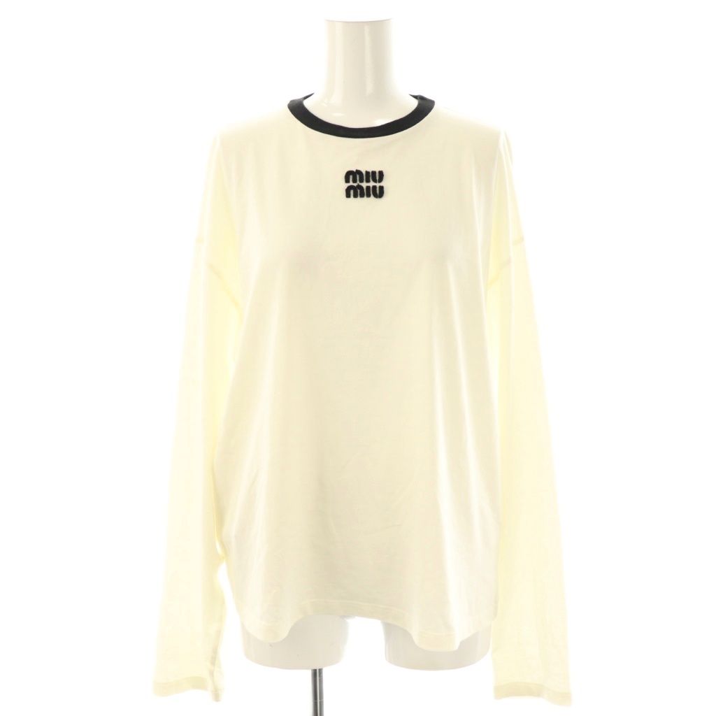 ミュウミュウ miumiu MJL992 24年 ロゴ刺繍 カットソー Tシャツ 長袖