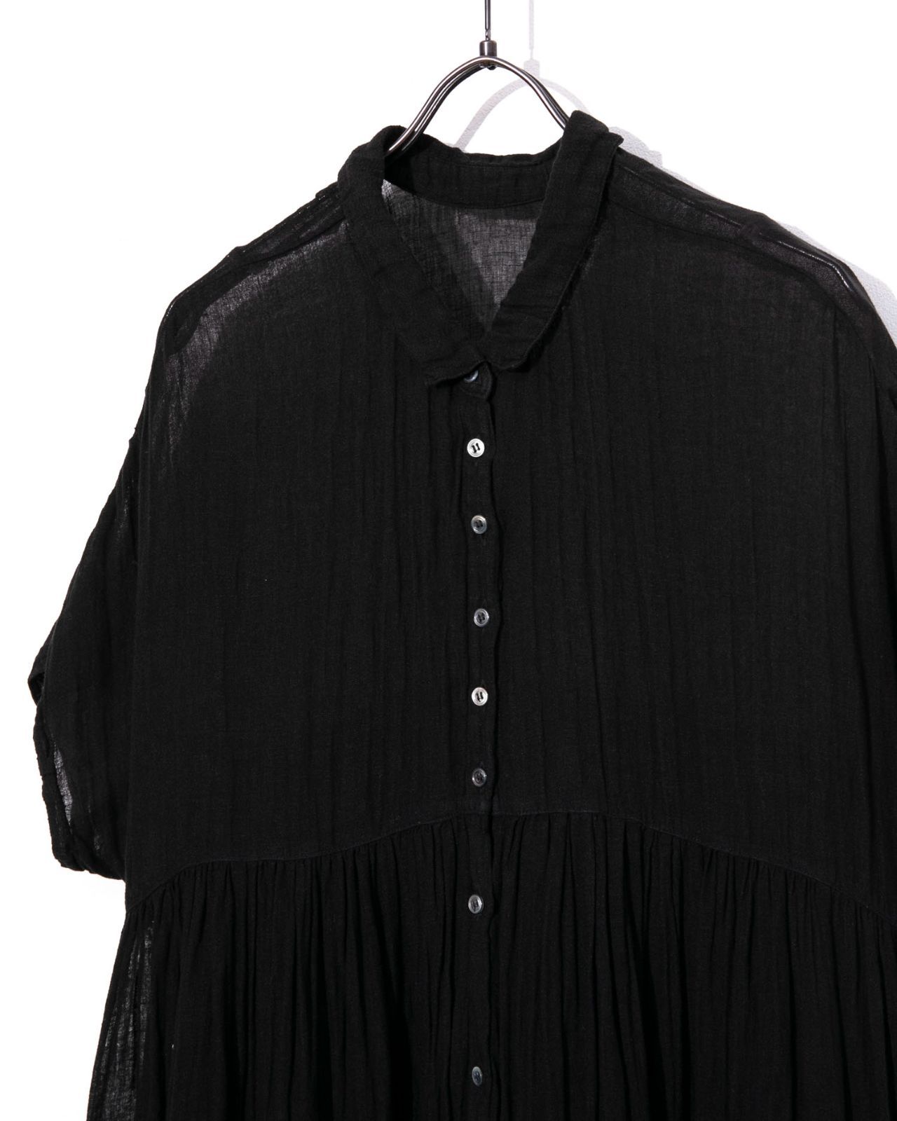 nest Robe ネストローブ リネンガーゼギャザーシャツワンピース