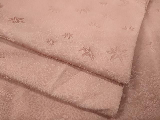 平和屋着物●上質な色無地 草花地紋 珊瑚色 正絹 ut