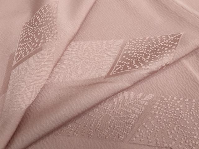 平和屋着物●上質な色無地 菱地紋 水柿色 正絹 ud