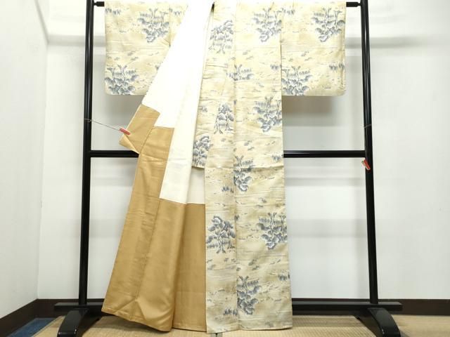 平和屋着物●本場結城玉紬　80亀甲　狩猟文　証紙付き　正絹　逸品　未使用　CAAQ9159vf 平和屋着物○本場結城玉紬 80亀甲 狩猟文 証紙付き 正絹 逸品