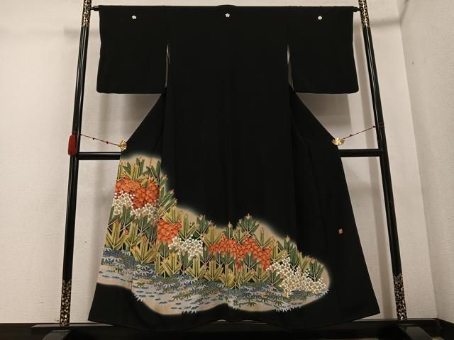 平和屋着物 豪華黒留袖 作家物 松竹梅 暈し染め 正絹 ph