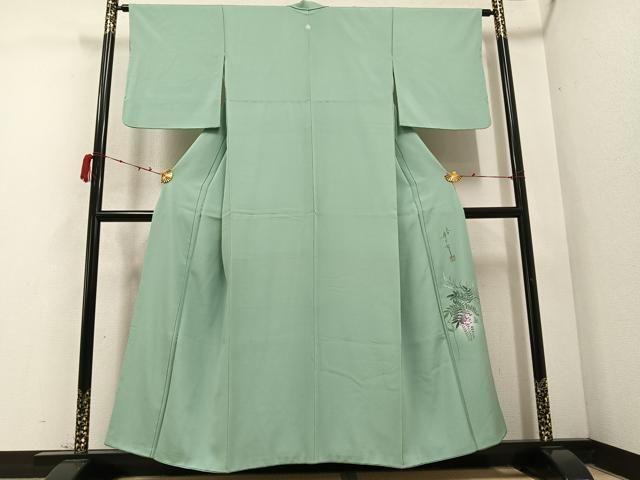 平和屋着物 二代目清次郎監修 色無地 山葵色 正絹 ph