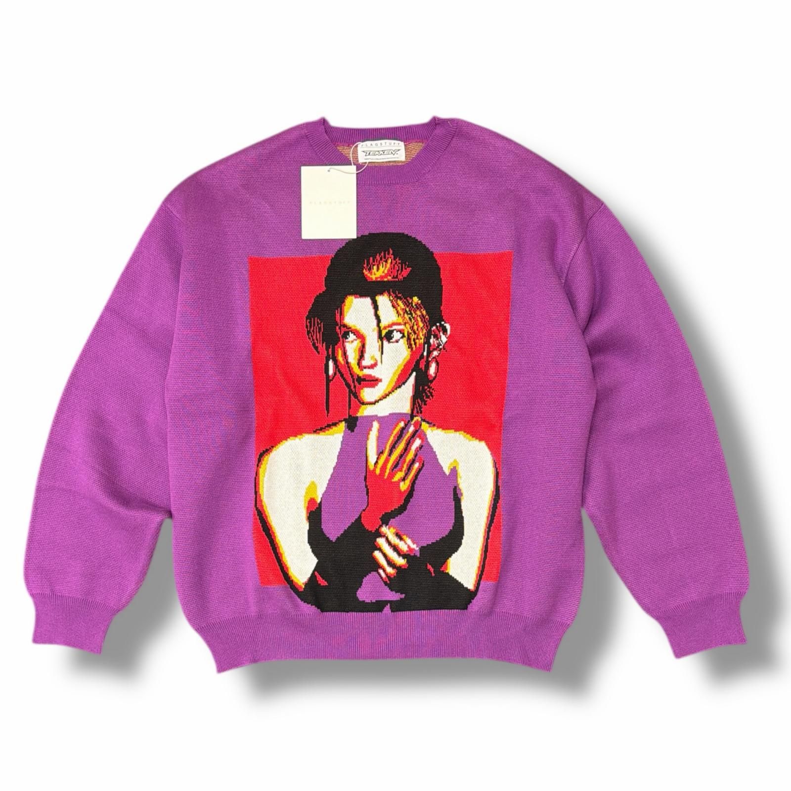 参考上代27500円 F-LAGSTUF-F × TEKKEN NINA SWEATER ニット セーター フラグスタフ 鉄拳 FS 1609 パープル L 3078 M