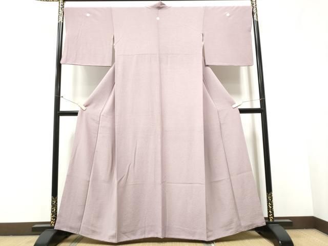 平和屋着物 上質な色無地 霞地紋 梅鼠色 鬼しぼ縮緬 正絹 hy