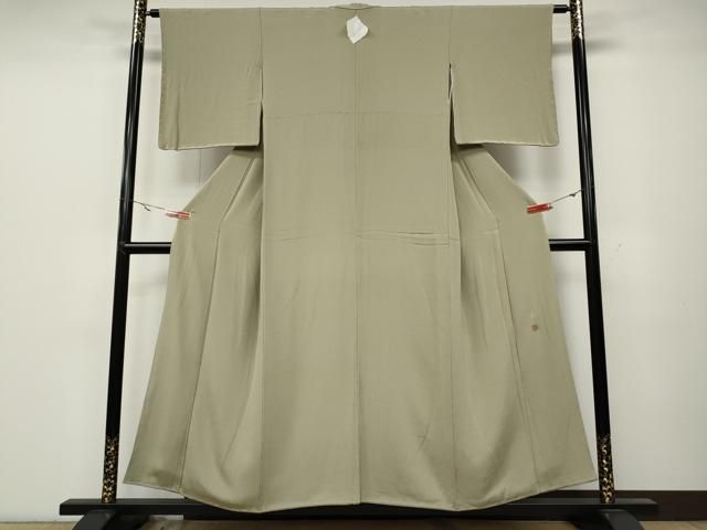 平和屋着物 松尾光琳 色無地 白橡色 鬼しぼ縮緬 正絹 ut