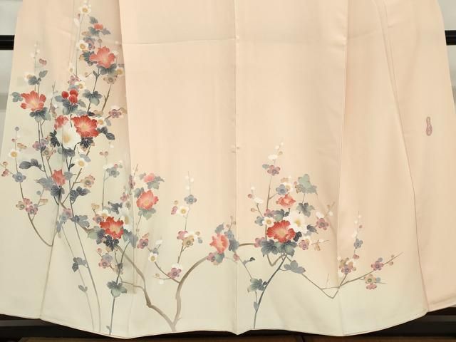 平和屋着物○訪問着 本手描き友禅 枝花文 暈し染め 正絹 逸品