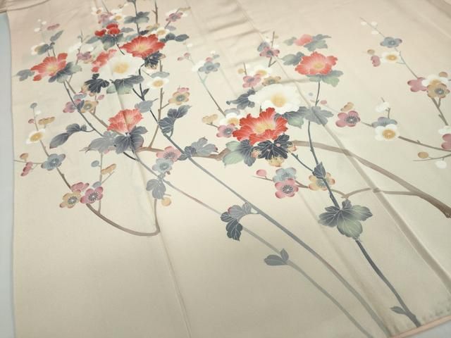 平和屋着物●訪問着　本手描き友禅　枝花文　暈し染め　正絹　逸品　DAAY5959ud 平和屋着物○訪問着 本手描き友禅 枝花文 暈し染め 正絹 逸品