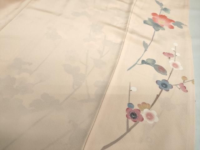 平和屋着物○訪問着 本手描き友禅 枝花文 暈し染め 正絹 逸品