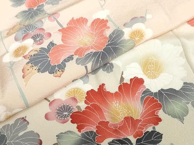 平和屋着物○訪問着 本手描き友禅 枝花文 暈し染め 正絹 逸品