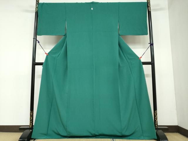 平和屋着物 上質な色無地 萌葱色 ロング丈 正絹 ud