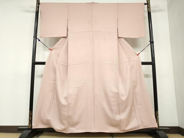 平和屋着物 上質な色無地 松皮菱地紋 水柿色 さが美扱い 正絹 ud