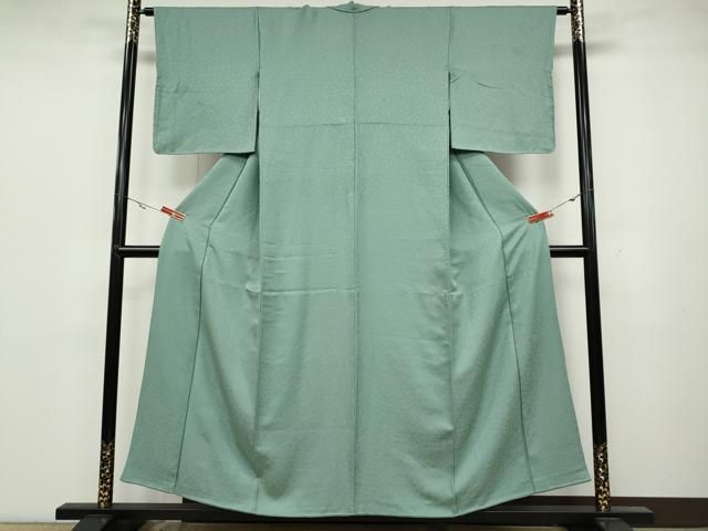 平和屋着物 上質な色無地 舞花地紋 錆青磁色 正絹 ut