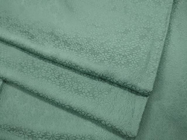 平和屋着物●上質な色無地 舞花地紋 錆青磁色 正絹 ut