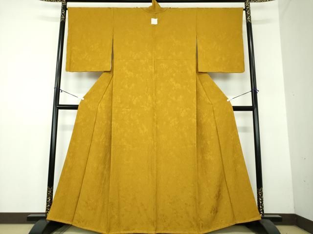 平和屋着物 上質な色無地 霞地紋 狐色 正絹 ps