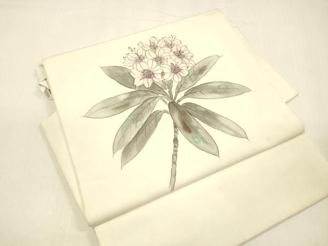 平和屋着物 塩瀬 つけ帯 手描き 枝花文 金彩 正絹 cm