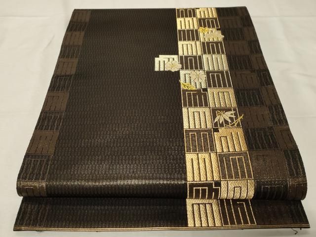 平和屋着物○六通柄袋帯 源氏香吹寄せ花文 金糸 正絹 逸品 CABA2314dy