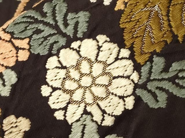 平和屋着物○六通柄袋帯 唐織 草花文 金糸 正絹 逸品 CABA2326dy