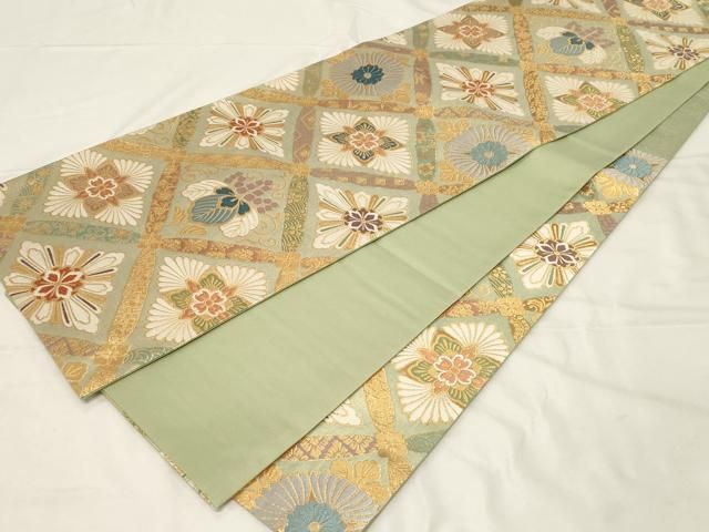 平和屋着物●六通柄袋帯　唐織　彩寛文　金糸　三越扱い　正絹　逸品　CABA2327dy 平和屋着物○六通柄袋帯 唐織 彩寛文 金糸 三越扱い 正絹 逸品