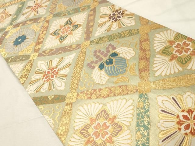 平和屋着物●六通柄袋帯　唐織　彩寛文　金糸　三越扱い　正絹　逸品　CABA2327dy 平和屋着物○六通柄袋帯 唐織 彩寛文 金糸 三越扱い 正絹 逸品