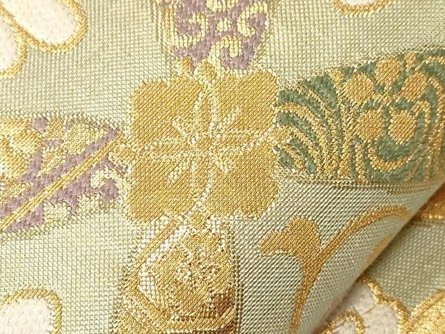 平和屋着物○六通柄袋帯 唐織 彩寛文 金糸 三越扱い 正絹 逸品
