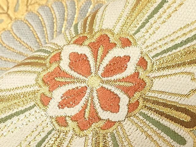 平和屋着物○六通柄袋帯 唐織 彩寛文 金糸 三越扱い 正絹 逸品