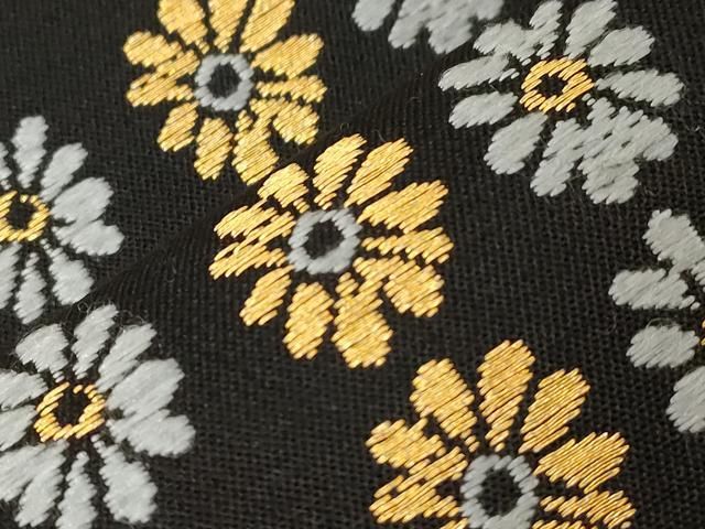 平和屋着物○六通柄 本袋帯 唐織 ししいちご 黒地 金糸 関西仕立て