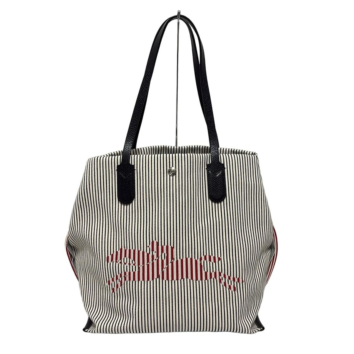 LONGCHAMP(ロンシャン) トートバッグ - アイボリー×黒×レッド 