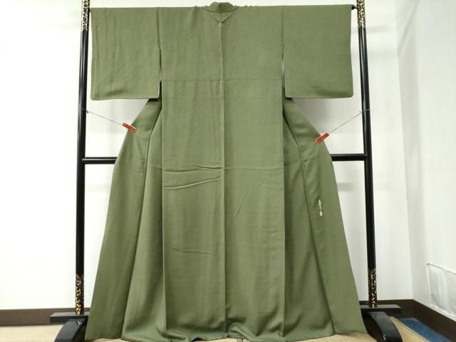 平和屋着物 本草木染作家 瑞寶 色無地 吉祥地紋 麹塵色 扱い 正絹 yc