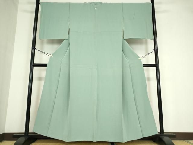 平和屋着物 上質な色無地 錆青磁色 正絹 az