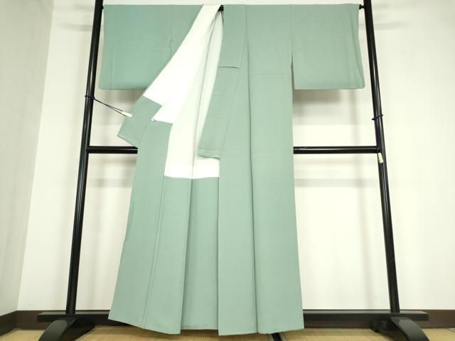 平和屋着物●上質な色無地 錆青磁色 正絹 az