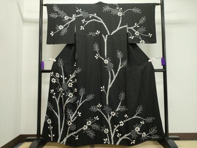 平和屋着物●訪問着　絞り　草花文　黒地　正絹　逸品　CABA8845dy 平和屋着物○訪問着 絞り 草花文 黒地 正絹 逸品 CABA8845dy - メルカリ