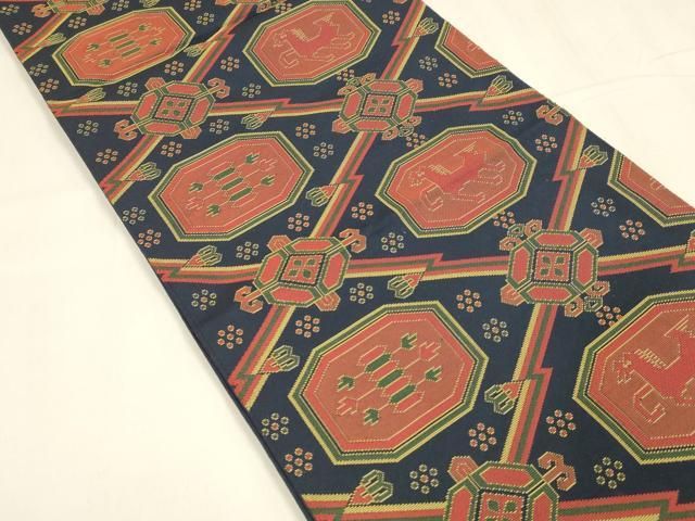 平和屋着物○六通柄 本袋帯 名物裂類綿文 正絹 逸品 DABA0175cm ベスト